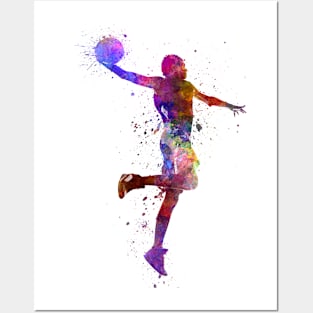 Basketball player in watercolor Posters and Art